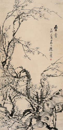 朱  偁 疊雪 (1826-1900) 丁卯(1867年) 立軸 水墨紙本