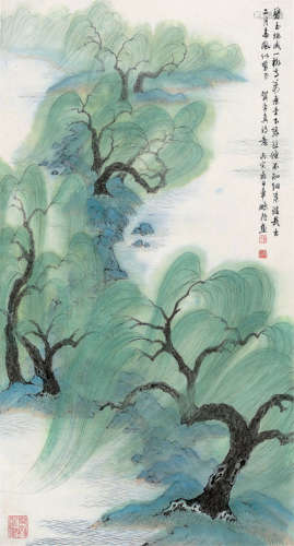 車鵬飛 賀知章詩意圖 (bb.1951) 丙寅(1986年) 鏡心 設色紙本