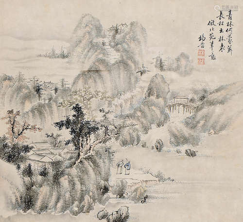 楊  晉 山水人物 (1644-1728)  鏡心 設色紙本