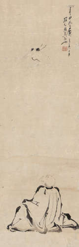 蘇六朋 觀鶴 (1791-1862) 辛酉(1861年) 立軸 水墨紙本