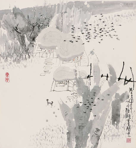 陳  滌 春天回來了 (b. 1949) 庚午(1990年) 立軸 設色紙本