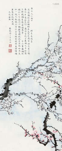 談月色 雙色梅花 (1891-1976) 己巳(1929年) 鏡心 設色紙本