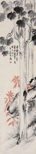 王  雲 桐陰鳴蟬 (1887-1938) 甲子(1924年) 立軸 設色紙本