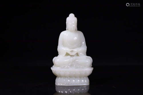 AN OLD BUDDHA DESIGN HETIAN JADE ORNAMENT