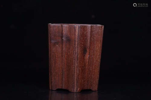 18-19TH CENTURY, A ROSEWOOD BRUSH POT, LATE QING DYNASTY