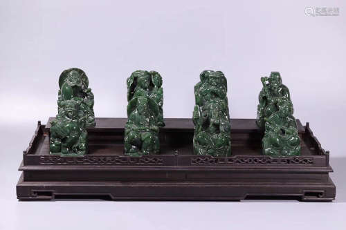 18-19TH CENTURY, A SET OF CHARACTER DESIGN HETIAN JADE ORNAMENT, LATE QING DYNASTY