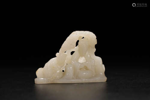 17-19TH CENTURY, A STORY DESIGN HETIAN JADE ORNAMENT, QING DYNASTY