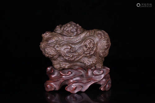 17-19TH CENTURY, A TREE DESIGN OLD AGILAWOOD ORNAMENT, QING DYNASTY