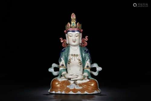 17-19TH CENTURY, A BUDDHA DESIGN ROSE PORCELAIN ORNAMENT, QING DYNASTY