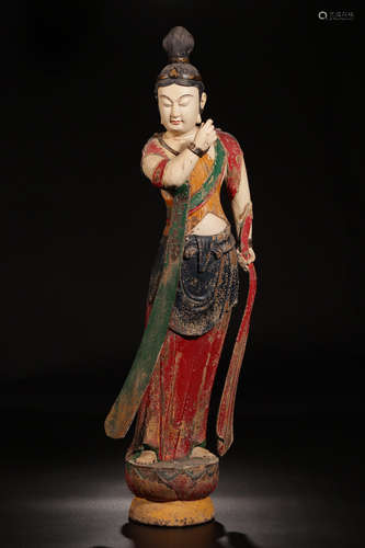 7-9TH CENTURY, A GUAN YIN DESIGN COLORED DRAWING ORNAMENT, TANG DYANSTY