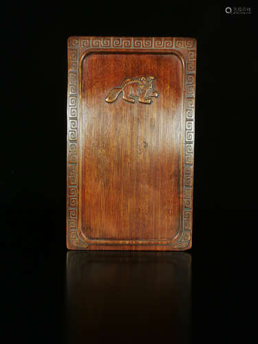 17-19TH CENTURY, A VERSE PATTERN BAMBOO INKSTONE HOLDER, QING DYNASTY