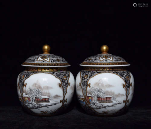 17-19TH CENTURY, A STORY DEISGN PORCELAIN POT, QING DYNASTY