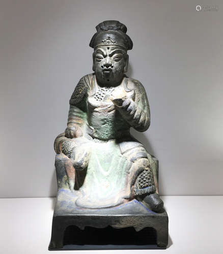 A COLOR COPPER GUANGONG FIGURE