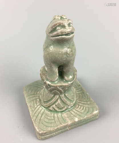 A KORYO CELADON LION FIGURE