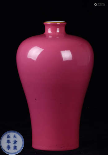 A CARMINE RED GLAZE MEI VASE