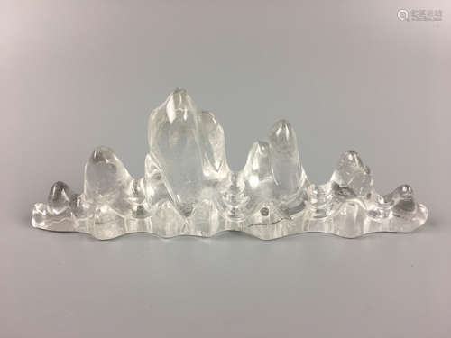 A CRYSTAL CARVED BRUSH HOLDER