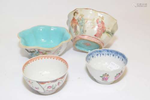 Four 19th C. Chinese Famille Rose Bowls