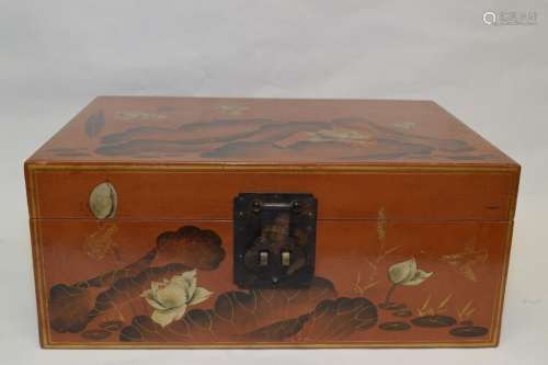 19-20th C. Chinese Rhino-Skin Style Lacquer Box