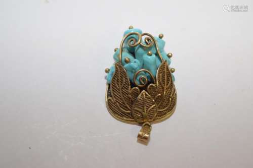Chinese Silver and Turquoise Pendant