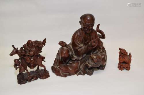 Group of 19th C. Chinese Wood Carved Figures