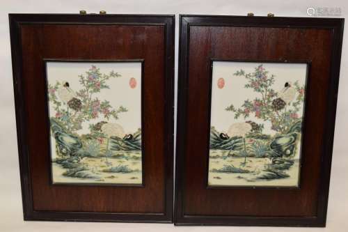 Two Chinese Famille Rose Plaques