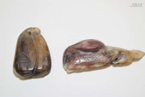 Two 19th C. Chinese Jade Carved Amulets