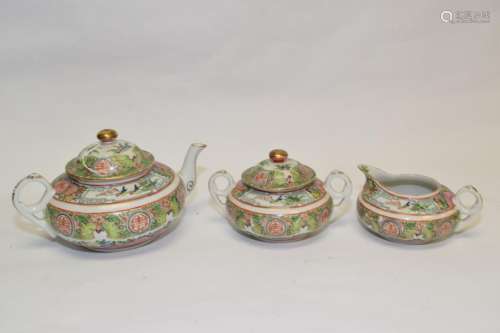 Group of Chinese Famille Rose Medallion Tea Wares