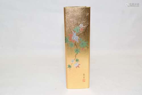 Japanese Gold Lacquer Flower Vase