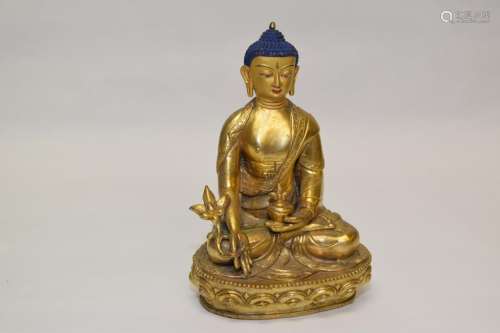 19-20th C. Chinese Gilt Bronze Buddha