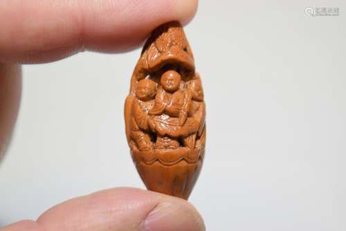 19-20th C. Chinese Olive Seed Carving