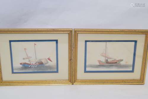 Two Qing Chinese Watercolor Paintings on Rice Paper