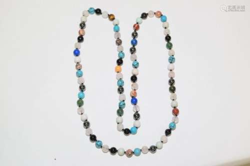 Multiple Precious Stone Bead Necklace