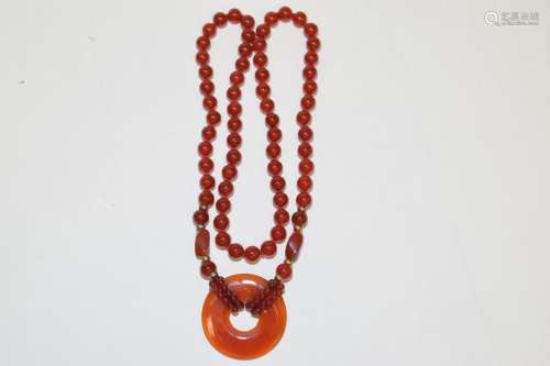 Red Agate Bead Necklace
