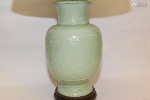 Chinese Pea Glaze Vase Lamp