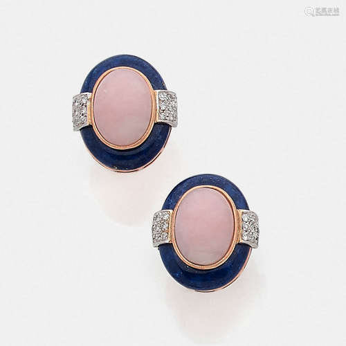 PINK OPAL PAIR OF EARRINGS