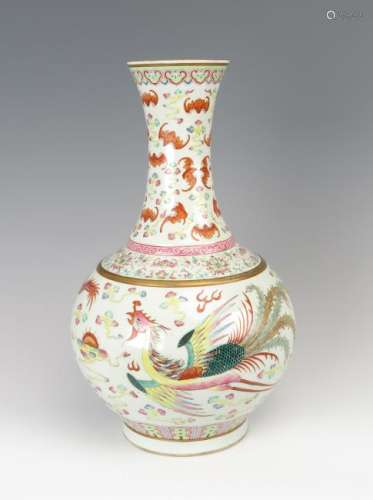 A FAMILLE ROSE 'DRAGON AND PHOENIX VASE