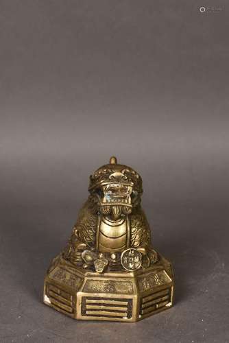 A GILT BRONZE SCULPTURE OF MYSTERY  BEATS