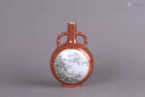 A PORCELAIN 'LANDSCAPE' MOON FLASK VASE