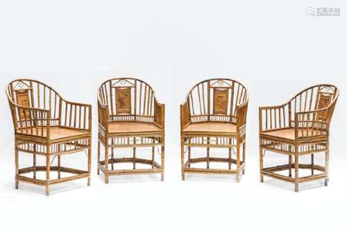 FOUR BAMBOO HORSESHOEBACK ARMCHAIRS