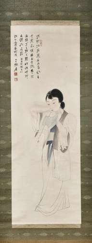 A CHINESE SCROLL PAINTING OF BEAUTY