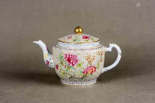 A FAMILLE ROSE 'FLOWER' TEAPOT