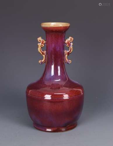 A FLAMBE GLAZED PORCELAIN VASE