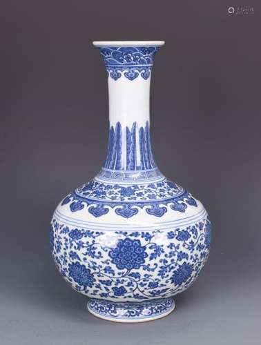 A BLUE AND WHITE 'LOTUS' VASE