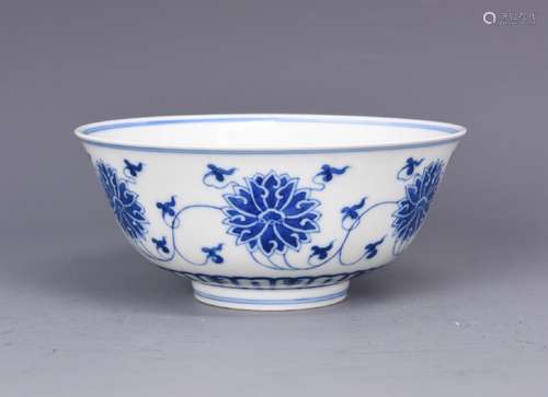 A BLUE AND WHITE 'LOTUS' BOWL