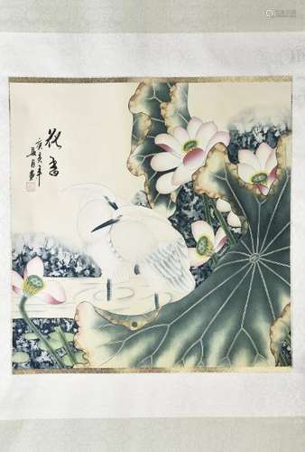 A CHINESE PAINTING OF CRANES