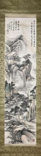 A CHINESE SCROLL PAINTING OF LANDSCAPE