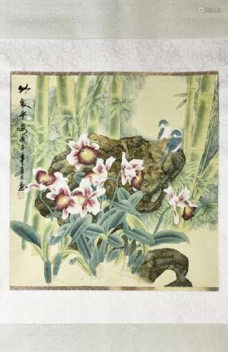 A CHINESE PAINTIGN OF FLOWER AND BIRDS