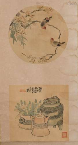 A CHINESE SCROLL CONSIST OF TWO PAINTINGS