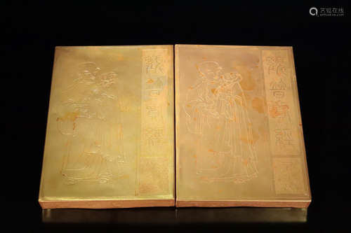 TWO ROLLS OF GILT SILVER  BUDDHIST BOOKS