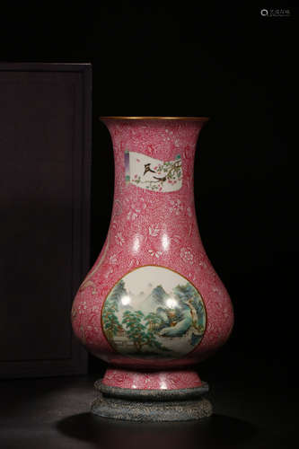 17-19TH CENTURY, A LANDSCAPE PATTERN PORCELAIN VASE, QING DYNASTY